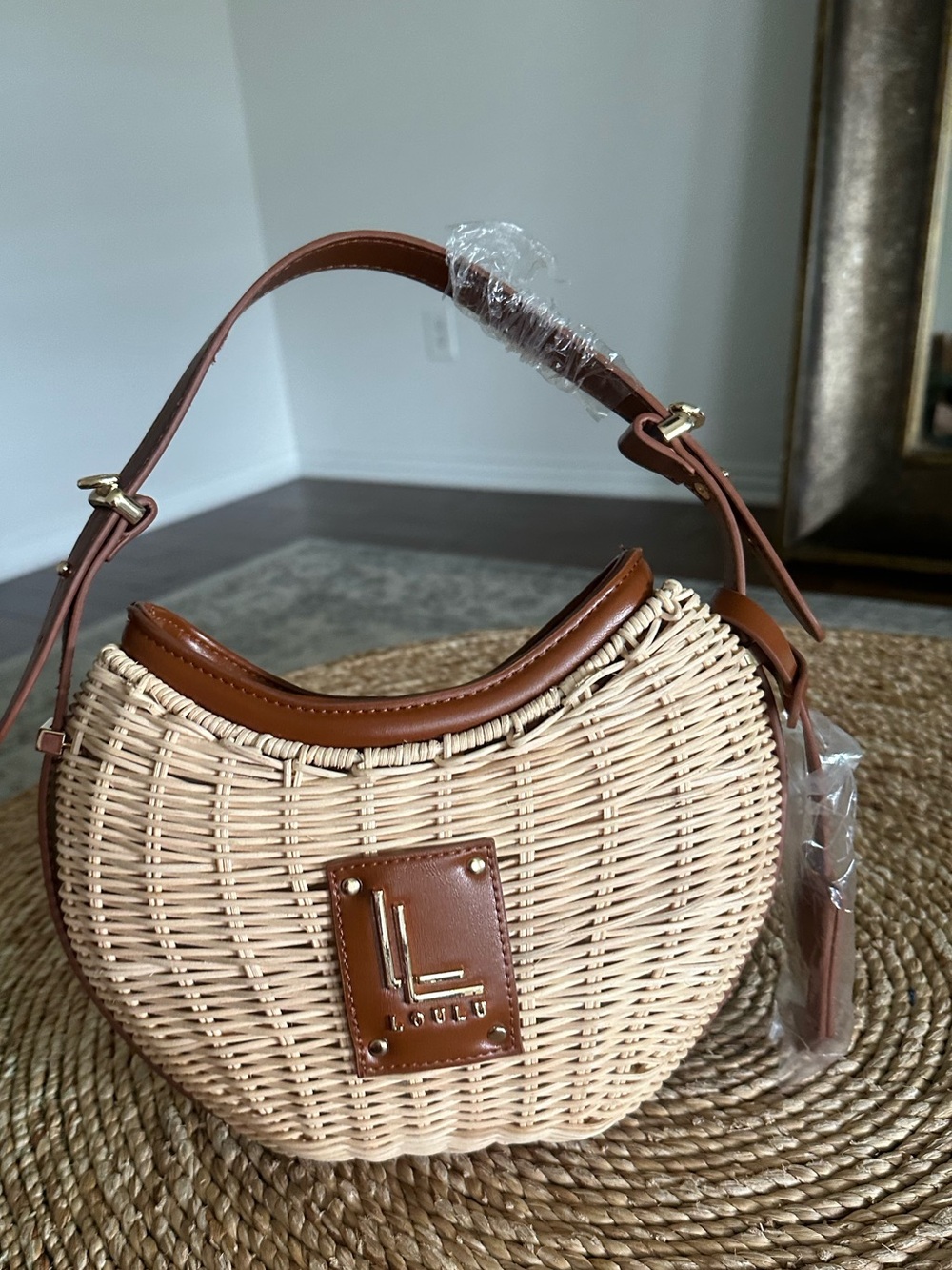 Loulu Handbag Purse Wicker Handle Strap Crossbody Strap NWOT